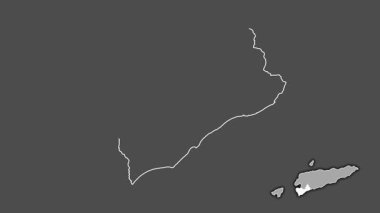Doğu Timor 'un Covalima ilçesi, boşaltılmış ve izole edilmiş. Gri Tonlama