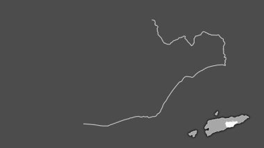 Viqueque - Doğu Timor bölgesi, çıkarılmış ve izole edilmiş. Gri Tonlama