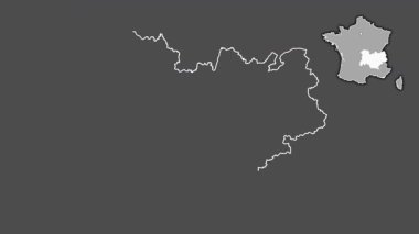 Auvergne-Rhone-Alpes, Fransa, boşaltılmış ve izole edilmiş. Gri Tonlama