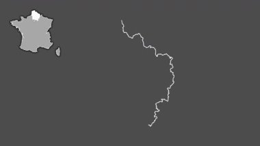 Hauts-de-France, Fransa, boşaltılmış ve izole edilmiş. Gri Tonlama