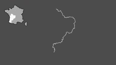 Yeni Aquitaine, Fransa, sürülmüş ve izole edilmiş. Gri Tonlama