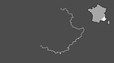 Provence-Alpes-Cote d 'Azur, Fransa, boşaltılmış ve izole edilmiş. Gri Tonlama