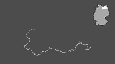 Mecklenburg-Vorpommern, Almanya, sürüldü ve izole edildi. Gri Tonlama
