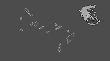 Güney Ege, Yunanistan, dışlanmış ve izole edilmiş. Gri Tonlama