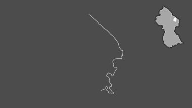 Mahaica-Berbice, Guyana, çıkarılmış ve izole edilmiş. Gri Tonlama