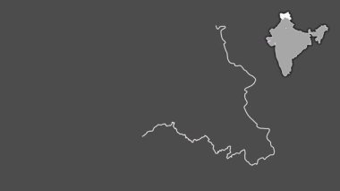 Jammu ve Kashmir, Hindistan, dışlanmış ve izole edilmiş. Gri Tonlama