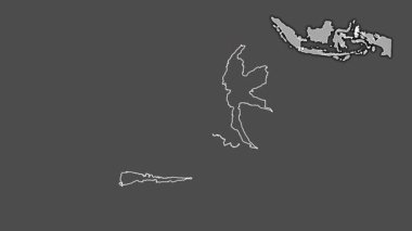 Maluku Utara, Endonezya, dışlanmış ve izole edilmiş. Gri Tonlama