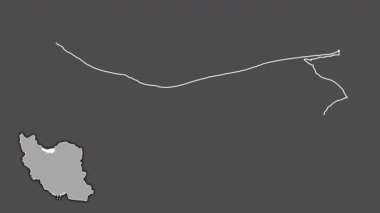 Mazandaran, İran, çıkarılmış ve izole edilmiş. Gri Tonlama