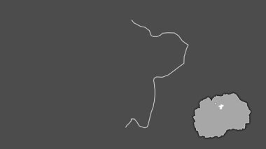 Makedonya 'nın Petrovec kenti, sürülmüş ve izole edilmiş. Gri Tonlama