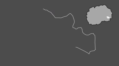 Makedonya 'nın Strumitsa kenti, sürülmüş ve izole edilmiş. Gri Tonlama