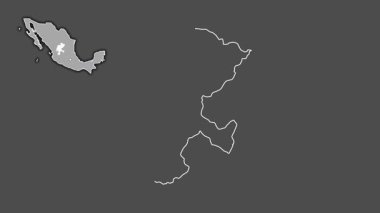 Zacatecas, Meksika, çıkarılmış ve izole edilmiş. Gri Tonlama