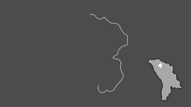 Drochia, Moldova, çıkarılmış ve izole edilmiş. Gri Tonlama