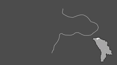 Ocnita, Moldova, soyutlanmış ve soyutlanmış. Gri Tonlama