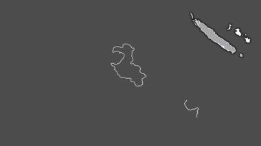 Iles Loyaute, New Caledonia, boşaltılmış ve izole edilmiş. Gri Tonlama