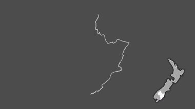 Otago, Yeni Zelanda, boşaltılmış ve izole edilmiş. Gri Tonlama