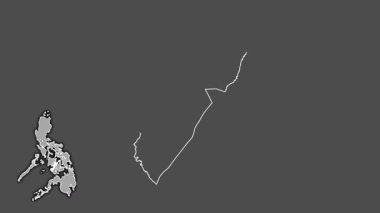 Negros Occidental, Filipinler, çıkarılmış ve izole edilmiş. Gri Tonlama