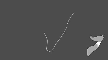 Çamurlu, Somali, çıkarılmış ve izole edilmiş. Gri Tonlama