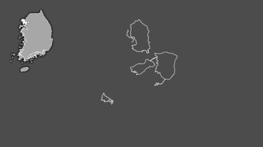 Incheon, Güney Kore, boşaltılmış ve izole edilmiş. Gri Tonlama