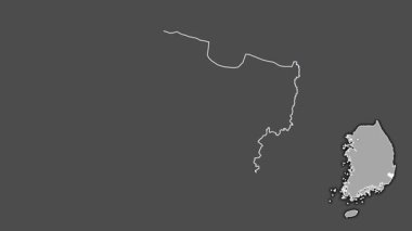 Ulsan, Güney Kore, sürülmüş ve izole edilmiş. Gri Tonlama