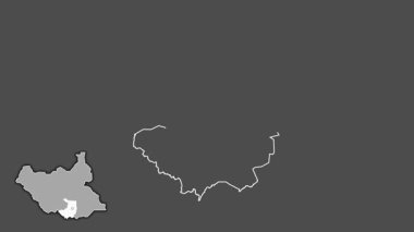 Merkez Ekvator, Güney Sudan, boşaltılmış ve izole edilmiş. Gri Tonlama