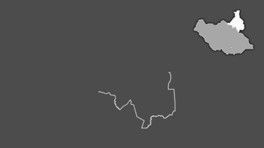 Yukarı Nil, Güney Sudan, boşaltılmış ve izole edilmiş. Gri Tonlama