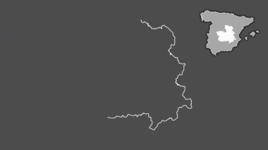 Castilla-La Mancha, İspanya, dışlanmış ve izole edilmiş. Gri Tonlama