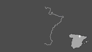 Comunidad Foral de Navarra, İspanya, dışlanmış ve izole edilmiş. Gri Tonlama