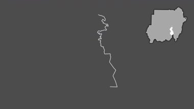 Beyaz Nil, Sudan, boşaltılmış ve izole edilmiş. Gri Tonlama