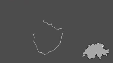 Appenzell Innerrhoden, İsviçre, çıkarılmış ve izole edilmiş. Gri Tonlama