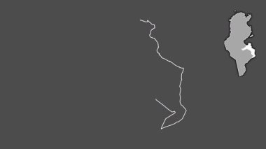 Medenine, Tunus, sürülmüş ve izole edilmiş. Gri Tonlama