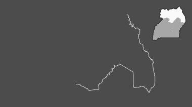 Kuzeyli, Uganda, dışlanmış ve izole edilmiş. Gri Tonlama