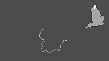 Northumberland, İngiltere - Büyük Britanya, sürülmüş ve izole edilmiş. Gri Tonlama