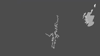 Shetland Adaları, İskoçya - Büyük Britanya, dışlanmış ve izole edilmiş. Gri Tonlama