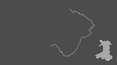 Cardiff, Galler - Büyük Britanya, çıkarılmış ve izole edilmiş. Gri Tonlama