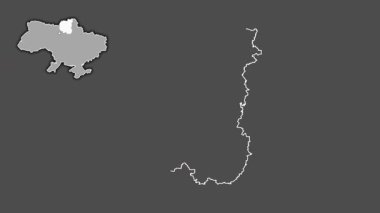 Chernihiv, Ukrayna ve Kırım, çıkarılmış ve izole edilmiş. Gri Tonlama