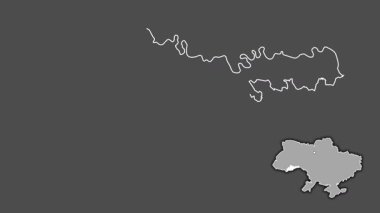 Chernivtsi, Ukrayna ve Kırım, çıkarılmış ve izole edilmiş. Gri Tonlama