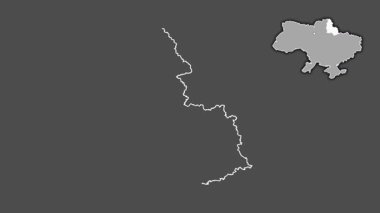 Sumy, Ukrayna, Kırım 'la birlikte, çıkarılmış ve izole edilmiş. Gri Tonlama