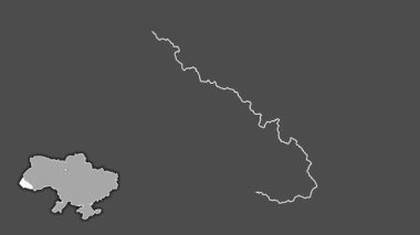 Transcarpathia, Ukrayna ve Kırım, çıkarılmış ve izole edilmiş. Gri Tonlama