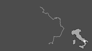Basilicata, İtalya, boşaltılmış ve izole edilmiş. Gri Tonlama