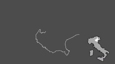 Veneto, İtalya, boşaltılmış ve izole edilmiş. Gri Tonlama