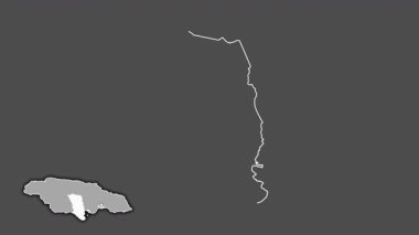 Clarendon, Jamaika, boşaltılmış ve izole edilmiş. Gri Tonlama