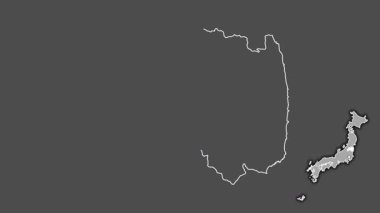 Fukushima, Japonya, boşaltılmış ve izole edilmiş. Gri Tonlama