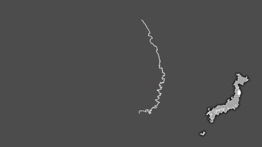 Iwate, Japonya, boşaltılmış ve izole edilmiş. Gri Tonlama