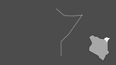 Mandera, Kenya, soyutlanmış ve soyutlanmış. Gri Tonlama