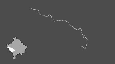 Kosova 'nın Dakovica kenti, sürülmüş ve izole edilmiş. Gri Tonlama