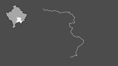 Kosova 'nın Urosevac kenti, boşaltılmış ve izole edilmiş. Gri Tonlama