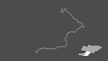 Kırgızistan, soyutlanmış ve soyutlanmış. Gri Tonlama
