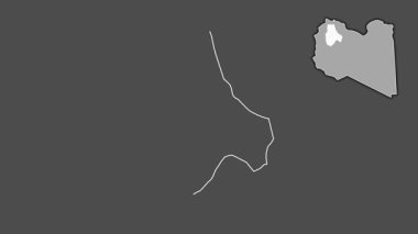 Al Jabal al Gharbi, Libya, sürüldü ve izole edildi. Gri Tonlama