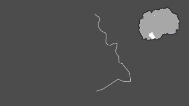 Makedonya 'nın Bitola kenti, sürülmüş ve izole edilmiş. Gri Tonlama