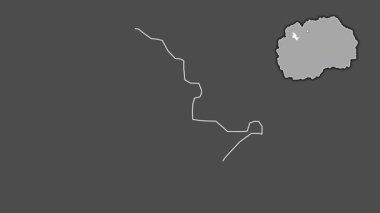 Makedonya 'nın Brvenica kenti, çıkarılmış ve izole edilmiş. Gri Tonlama